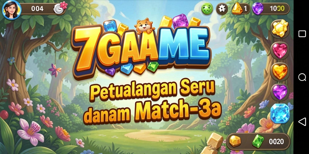 Tampilan menarik dari gameplay Match-3 di 7GAME.