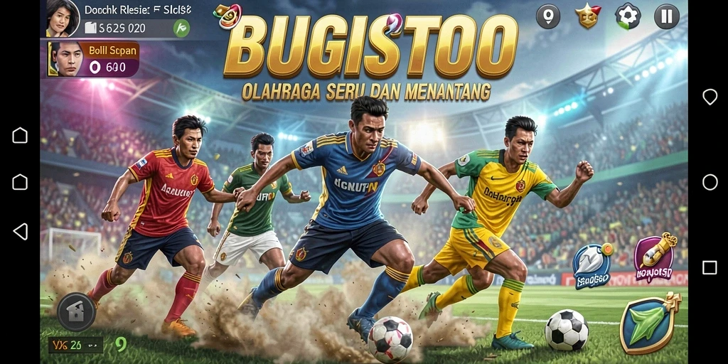 Screenshot gameplay BUGISTOTO menampilkan aksi seru olahraga dalam permainan.