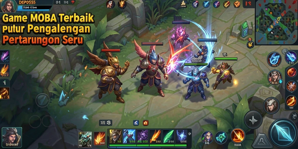 Gameplay seru DEPO555 dengan pertarungan tim yang dinamis.