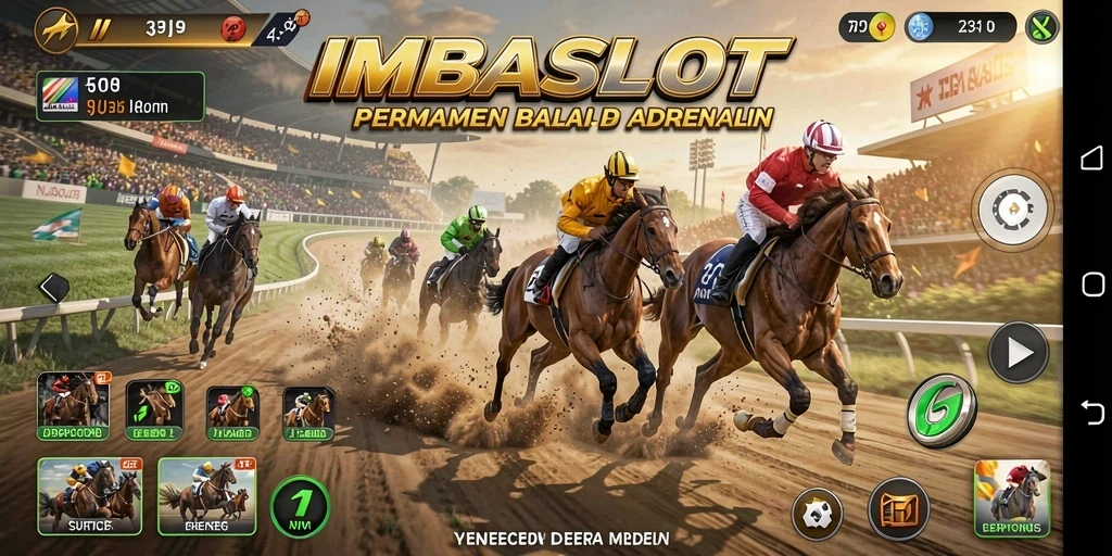 Screenshot gameplay IMBASLOT yang menampilkan aksi balap cepat.