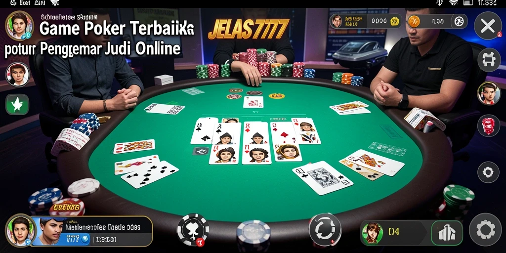 Screenshot JELAS777 menampilkan suasana permainan Poker yang seru dan interaktif.