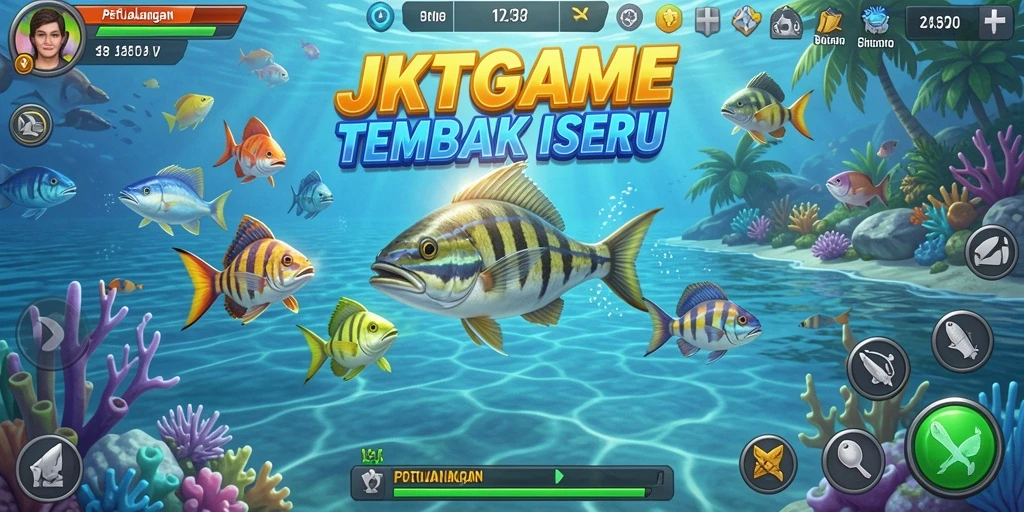 Tangkapan layar gameplay JKTGAME yang penuh aksi di bawah laut.