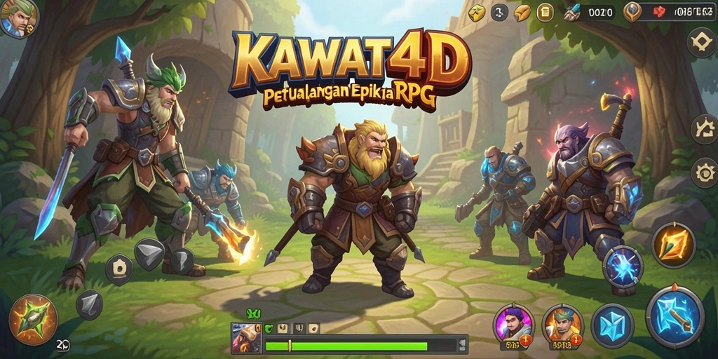 Gameplay KAWAT4D yang menampilkan pertarungan seru dan dunia fantasi.