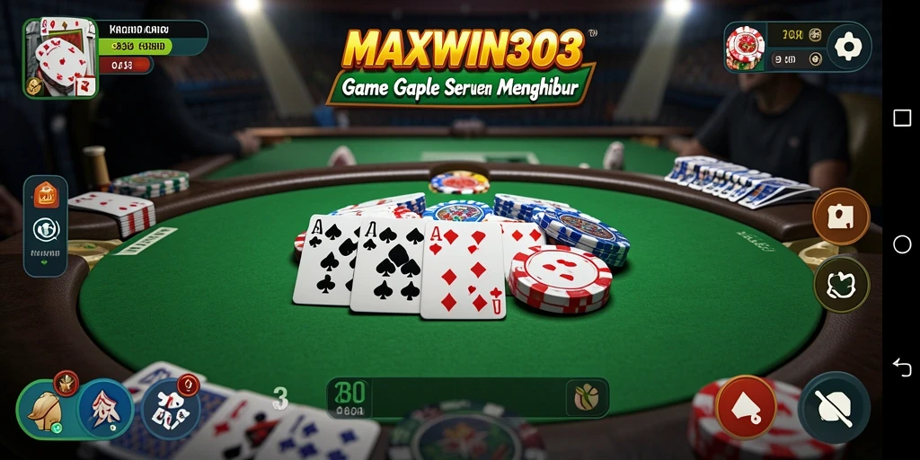 Screenshot gameplay MAXWIN303 dengan tampilan papan Gaple yang menarik.