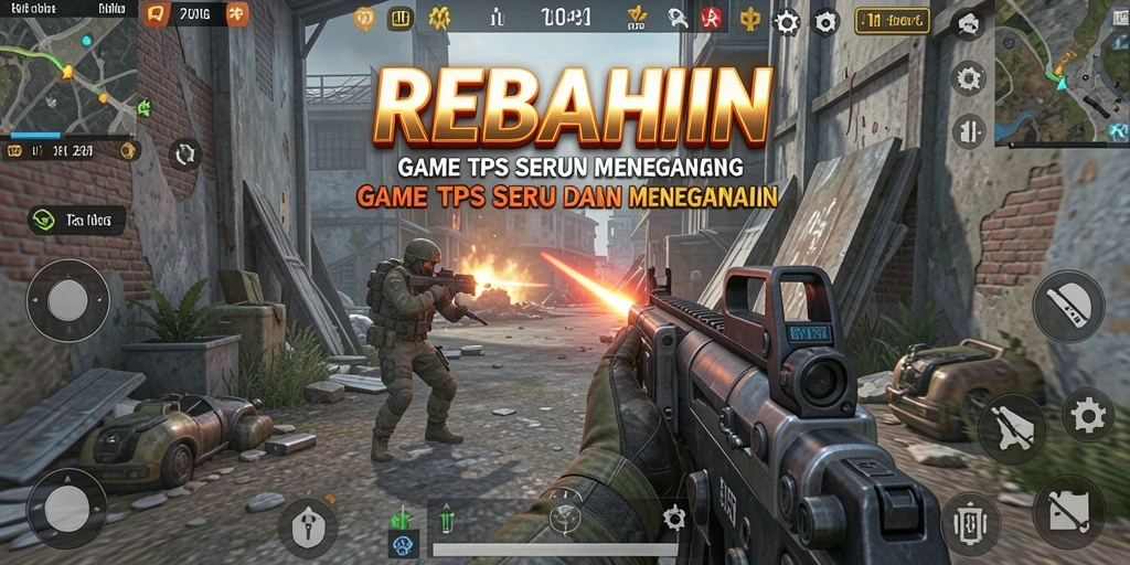 Tampilan gameplay seru dalam REBAHIN dengan aksi TPS yang intens.