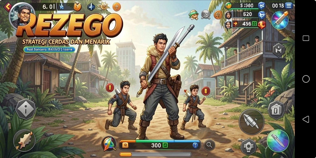 Tampilan gameplay REZEGO yang seru dan penuh strategi.