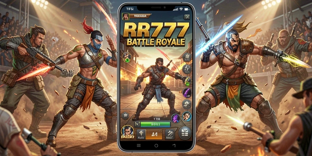Tampilan seru gameplay RR777 dalam momen pertempuran Battle Royale.