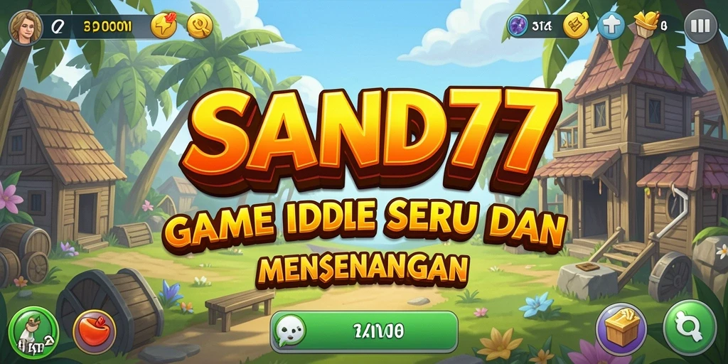 Tampilan gameplay SAND77 menunjukkan proses membangun empire Idle.