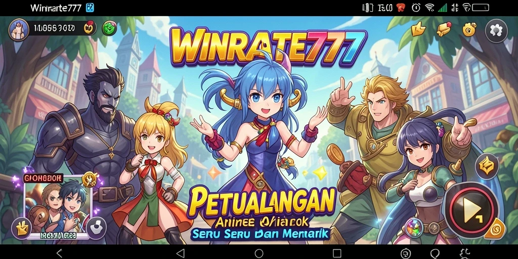 Tampilan gameplay WINRATE777 yang seru dengan karakter anime menarik.